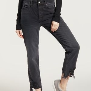 Free People black distressed jeans